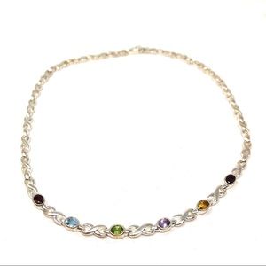 Sterling silver and gemstone collar necklace, NWOT